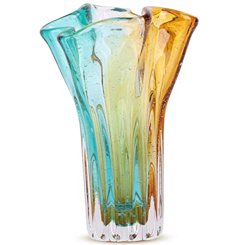 Colorful Hand Blown Glass Vase for Home Decor