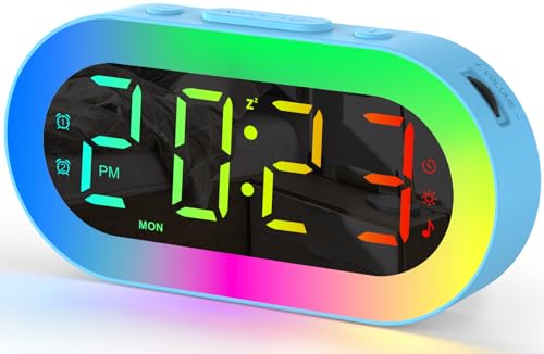 Colorful Kids Alarm Clock with USB Port and Customizable Features