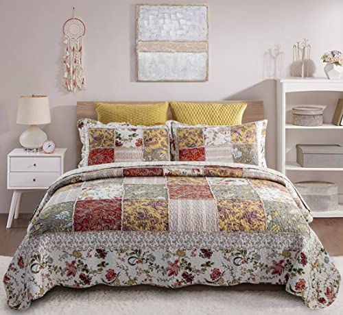 YAYIDAY Patchwork Bedspread Quilt Set Oversized King
