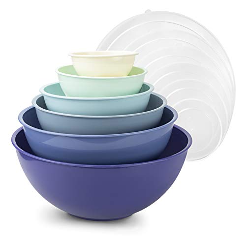 Colorful Plastic Mixing Bowls with Lids - 12 Piece Set