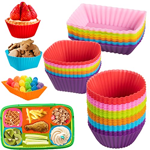 Pantry Elements Silicone Cupcake Liners for Baking and Bonus Gift Jar, Pack  of 12 Reusable Muffin Liners Baking Cups Molds for Baking, Bento Lunch Box