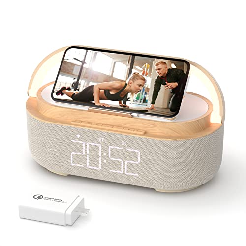 COLSUR Bluetooth Speaker with Alarm Clock & Wireless Charger