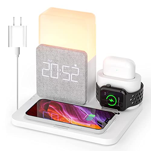 COLSUR 3-in-1 Wireless Charging Station with Alarm Clock