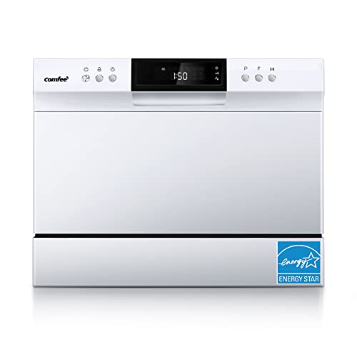 COMFEE’ Countertop Dishwasher: Compact, Energy Star Portable Dishwasher with 6 Place Settings and 8 Washing Programs