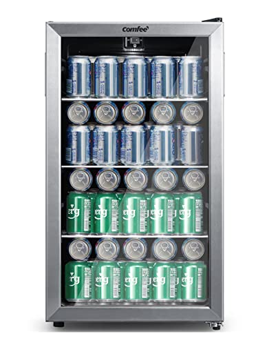 COMFEE' 115-Can Beverage Cooler with Glass Door and Adjustable Thermostat