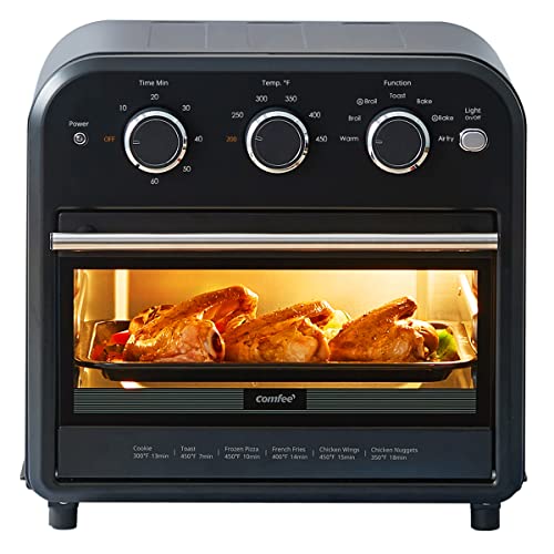 COMFEE' 7-in-1 Retro Air Fryer Toaster Oven: 1250W, 14QT Capacity, Black
