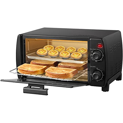 Elite Gourmet Eto236 Personal 2 Slice Countertop Toaster Oven with 15 Minute Timer Includes Pan and Wire Rack Bake Broil Toast Black
