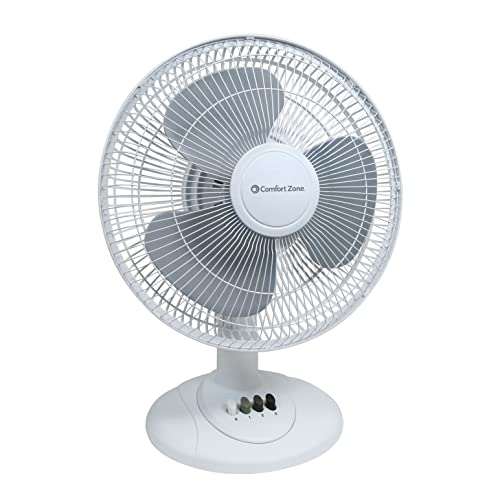 Comfort Zone 12” 3-Speed Oscillating Table Fan