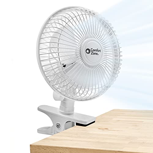 Comfort Zone CZ6C 6" Quiet Desk Fan with Clip and Adjustable Tilt