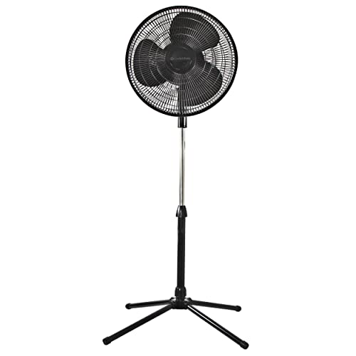 Comfort Zone 16" Pedestal Fan with Adjustable Height and Tilt, Black