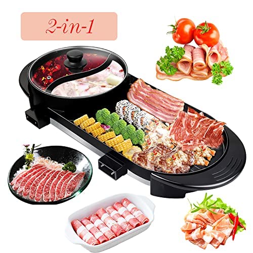 Comft 2-in-1 Electric Hot Pot Grill Cooker with Dual Temperature Control
