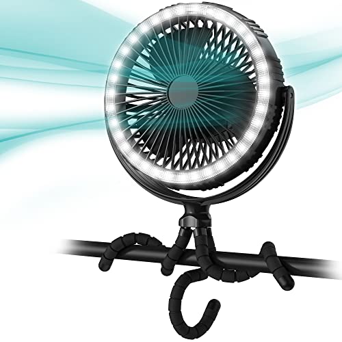 COMLIFE 10000mAh Camping Fan with Light, Portable Rechargeable Fan