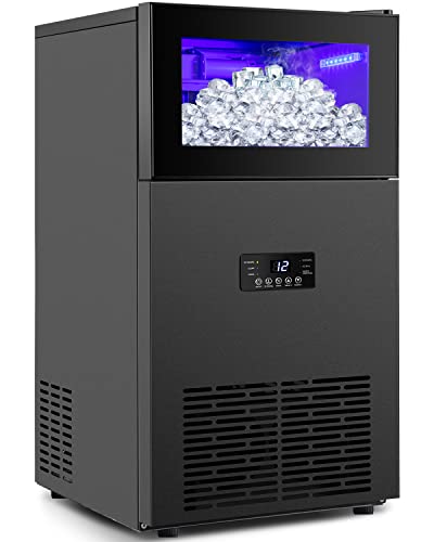 Commercial Ice Maker Machine 130LBS/24H with 35LBS Storage Bin