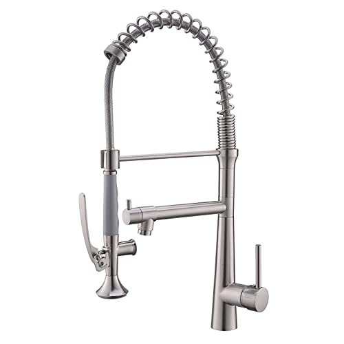 Commercial Stainless Steel Kitchen Faucet with Pull-Down Sprayer