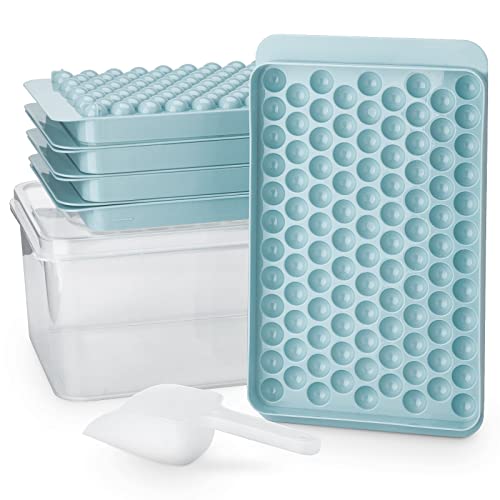 Ice Cube Tray with Lid and Bin for Freezer 64 Cube Ice Cube Tray Stackable  Easy Release Ice Cube Molds for Cocktail Whisky Coffee with Scoop Ease Of  Use Cleaning (Green, two-tier)