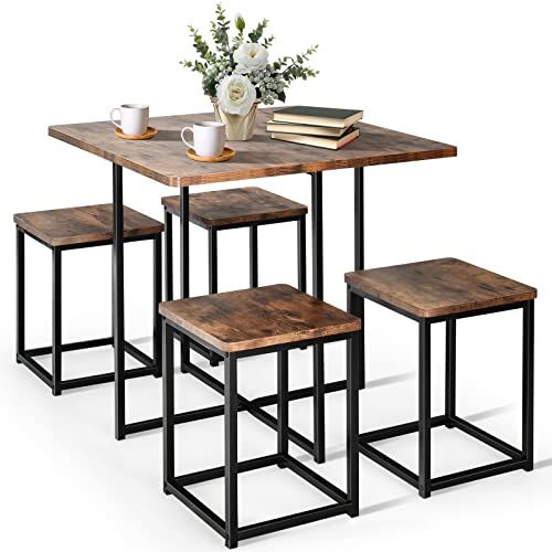 Compact and Stylish COSTWAY 5 Piece Dining Table Set