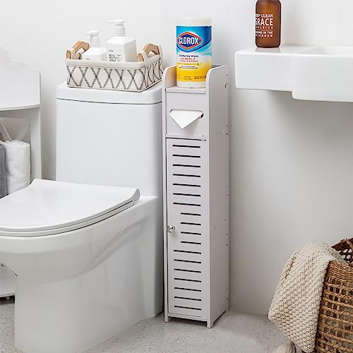 Compact Bathroom Storage Cabinet with Toilet Paper Holder