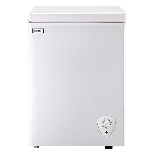 RWFLAME Chest Freezer 3.5 Cubic Feet, Deep Freezer, Adjustable Temperature,  Energy Saving, Top Open Door Compact Freezer (3.5 Cubic Feet, White)