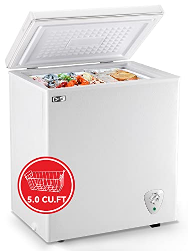 Compact Deep Freezer with Adjustable Thermostat and Storage Basket