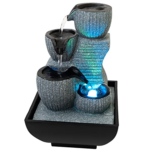 Compact Desk Fountain with Soothing Waterfall Sound and Reflective Lights