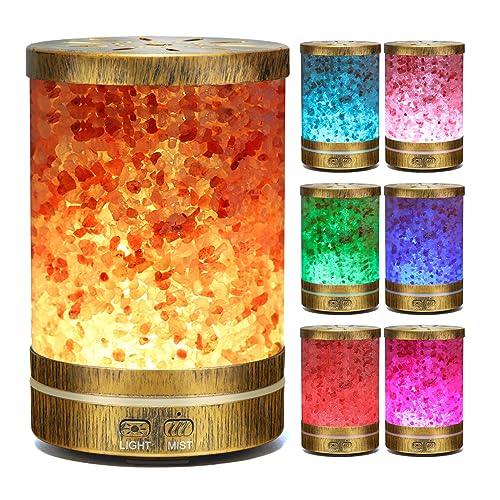 Compact Himalayan Salt Crystal Oil Diffuser with Color Lights
