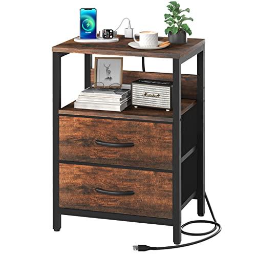 Compact Nightstand with Charging Station