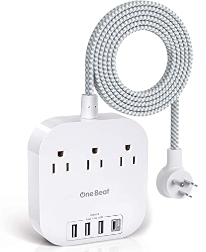 Compact Power Strip with USB C and Multiple Ports