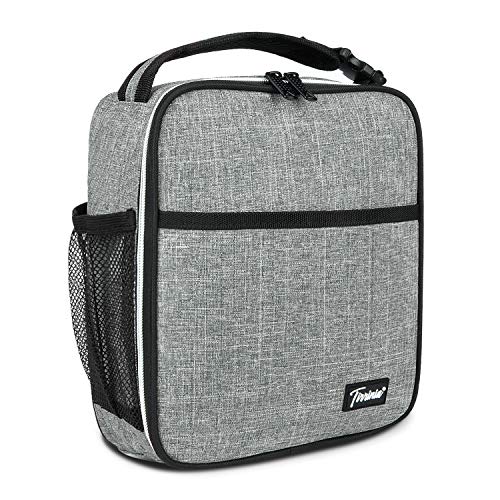 Compact Reusable Thermal Lunch Box Cooler Tote, Grey