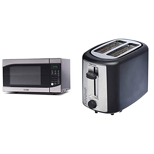 Compact Stainless Steel Microwave Oven with Toaster Combo