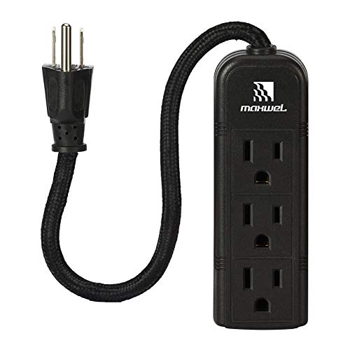 Compact Wall Mountable Power Strip - 3 Outlets, Short Cord