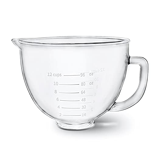  FIRJOY Glass Mixing Bowl 5 QT for KitchenAid 4.5 and 5