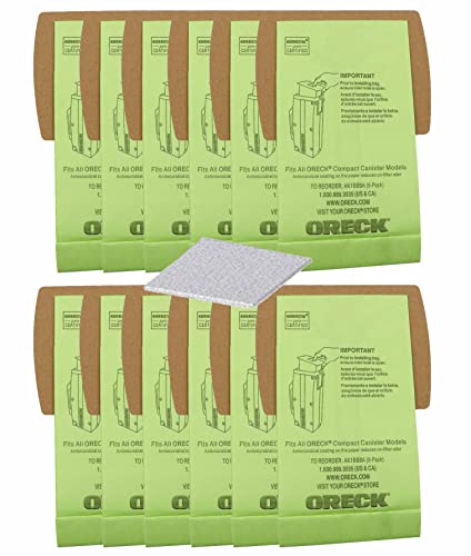 Compatible with Oreck Vacuum Bag Type bb Compact Canister Bags (12 Pack With Motor Filter) PKBB12DW