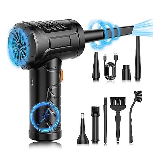 Compressed air Duster - 3 Gear Adjustable 110000RPM Electric air Duster with LED Light, Cordless air Blower for Computer Keyboard Car Cleaning Kit Dust Remover (Plastic)
