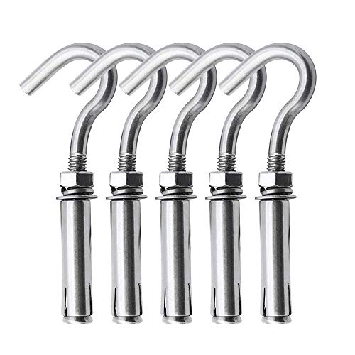 Stainless Steel Heavy Duty Wall Hooks for Concrete (M6-5Pack)