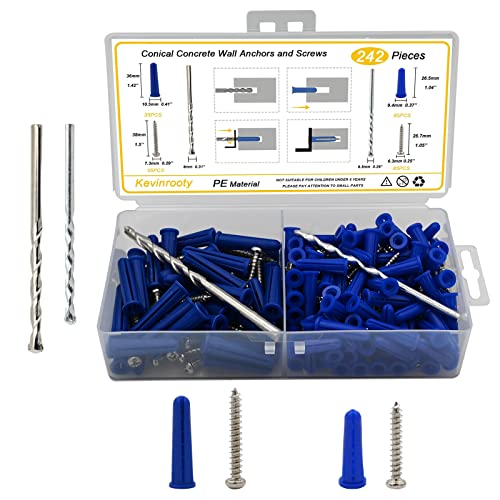 Conical Concrete Wall Anchors and Screws Kit