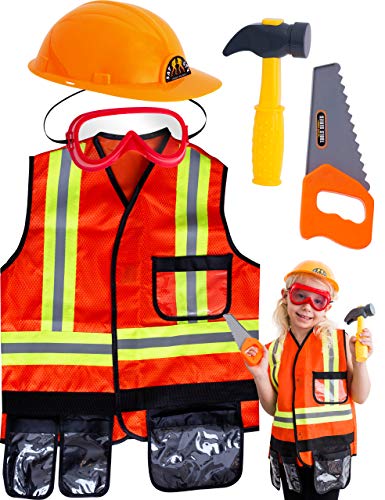 Construction Worker Costume for Kids Role Play Dress Up Set