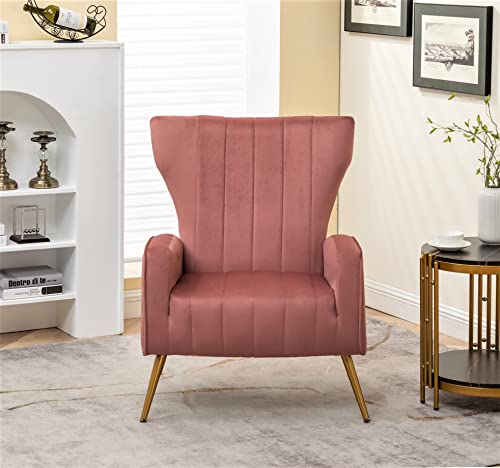 Container Furniture Direct Velvet Accent Chair, Rose