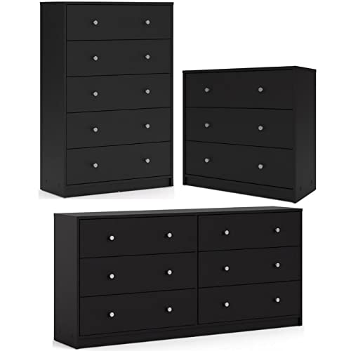 Contemporary Black Dresser Set with Ample Storage