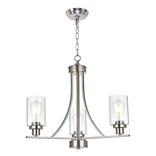 Contemporary Chandelier 3 Light Brushed Nickel