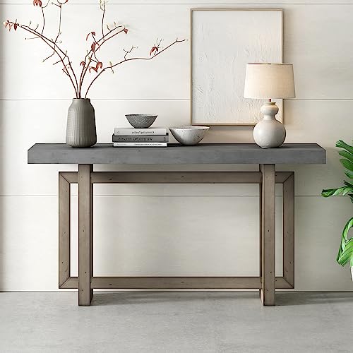 Contemporary Console Table with Concrete Wood Top