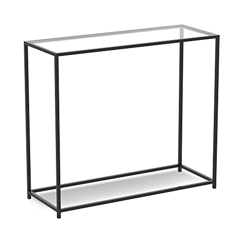 Contemporary Metal Console Table with Glass