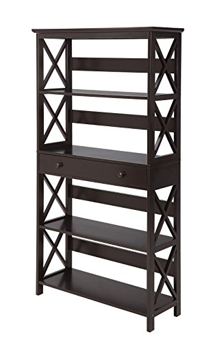 Convenience Concepts Oxford 5 Tier Bookcase with Drawer, Espresso