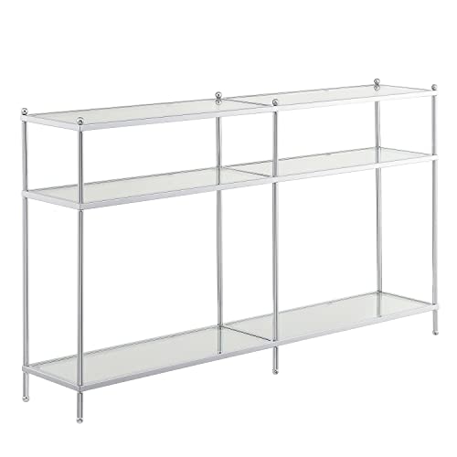 Convenience Concepts Royal Crest Console Table, 54-inch, Clear Glass/Chrome
