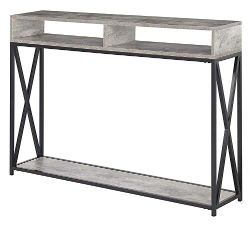 Convenience Concepts Tucson Deluxe Console Table with Shelf, Faux Birch/Black