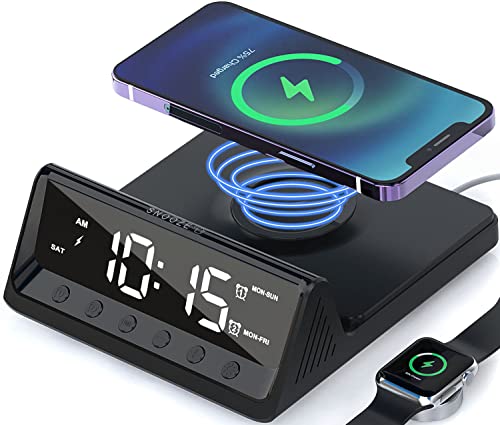 Convenient Bedside Alarm Clock with Wireless Charging and USB Port
