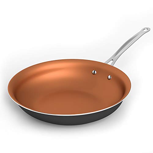 Moss & Stone Frying Pan, Aluminum Square Grill Pan 10Inch, Copper Ceramic  Non-Stick Saute Fry Pan Stay Cool Handle, Induction Copper Pan, Griddle