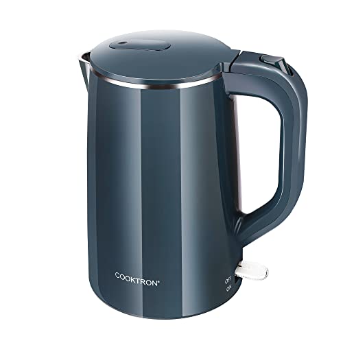 Comfee 1.5L Double Wall Electric Kettle with Stainless Steel Inner Pot and  Lid Cool Touch, BPA Free 1500W Auto Shut-Off, Boil Dry Protection (Black) 