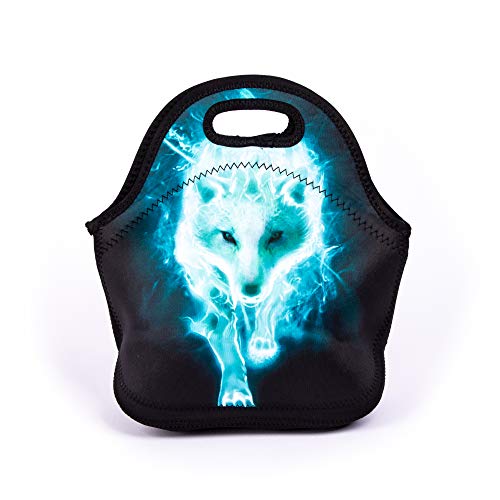 Cool Cyan Wolf Lunch Bag - Stylish and Functional Lunch Tote