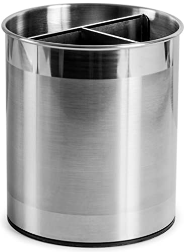 Cooler Kitchen Extra Large Rotating Stainless Steel Utensil Holder Caddy