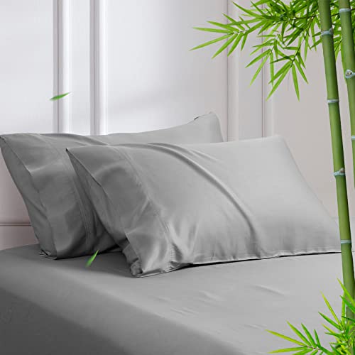 Cooling Bamboo Pillowcases, Queen Size, Greenlish Grey